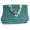 Big Carry Bag recycled from waste plastic bags - green and black striped