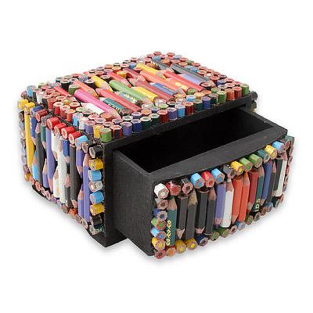 Beautiful openable rectangular box - made up of waste coloring pencil - saving land pollution