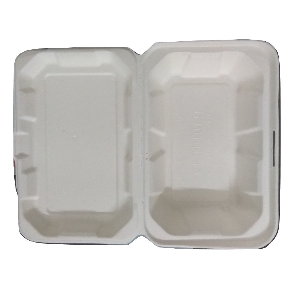 Biodegradable Compostable Sugarcane Bagasse 450 ml Burger Box 10 x 6.5 inch with cover (Set of 20)