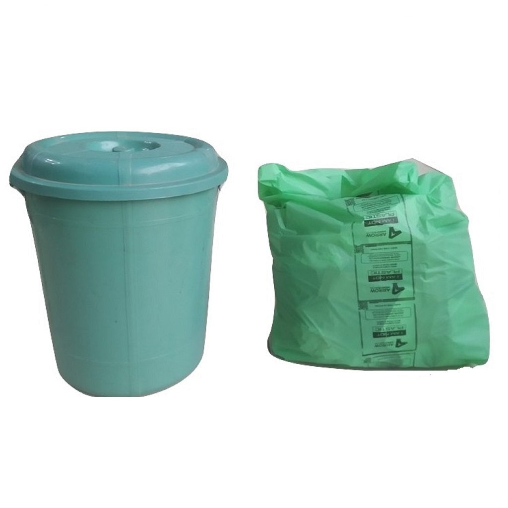 Plastic Free Compostable Dustbin Liners IS 17088 certified - 19" x 21" - Green Colour