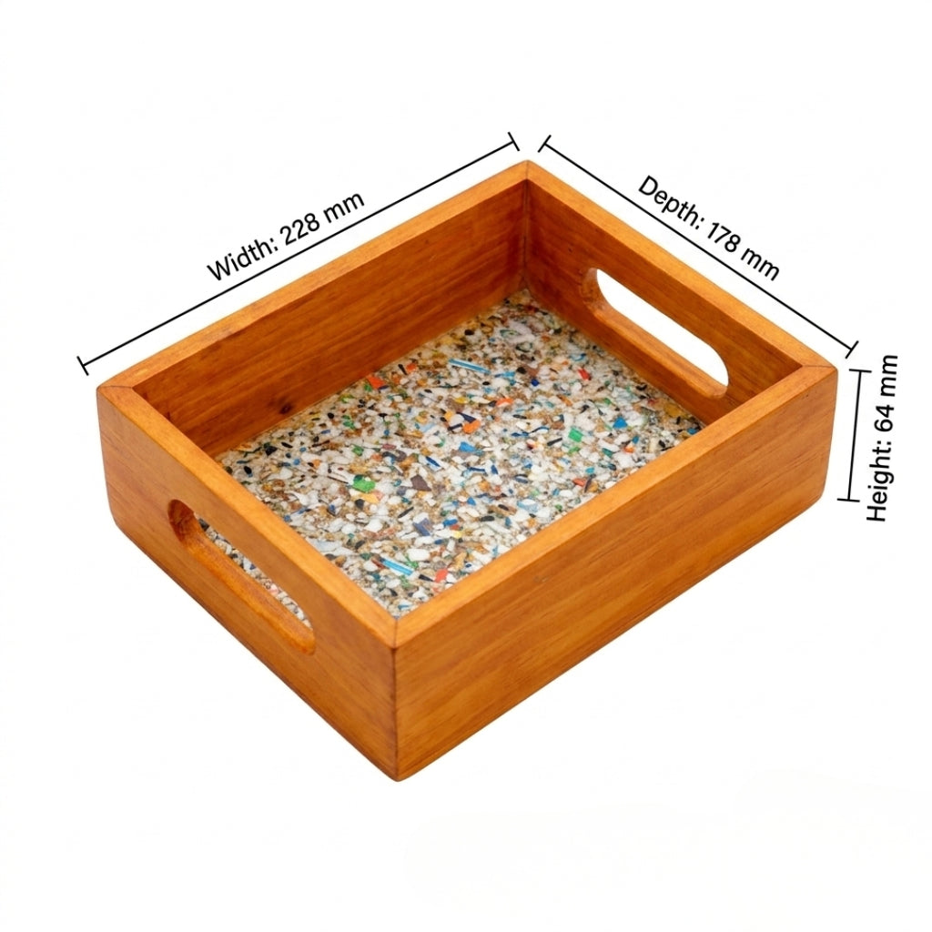 Recycled | Chipboard Serving Tray | Small | 1 Pc | 2 Handle Colours to Choose | Black & Brown