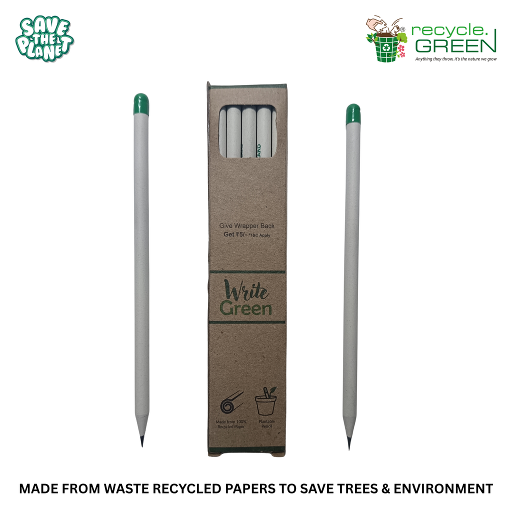 Write Green | Recycled | White Paper Pencils - 3 Variants