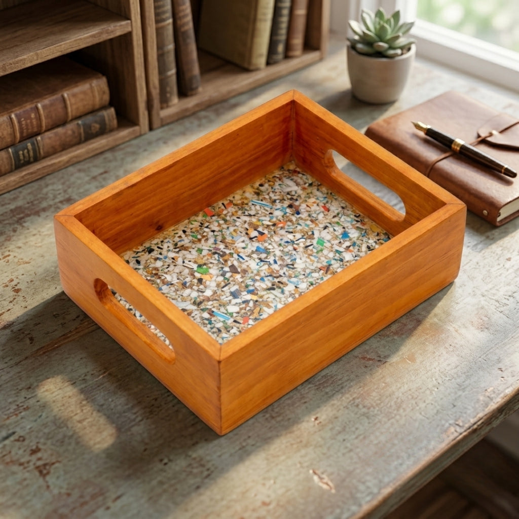 Recycled | Chipboard Serving Tray | Small | 1 Pc | 2 Handle Colours to Choose | Black & Brown