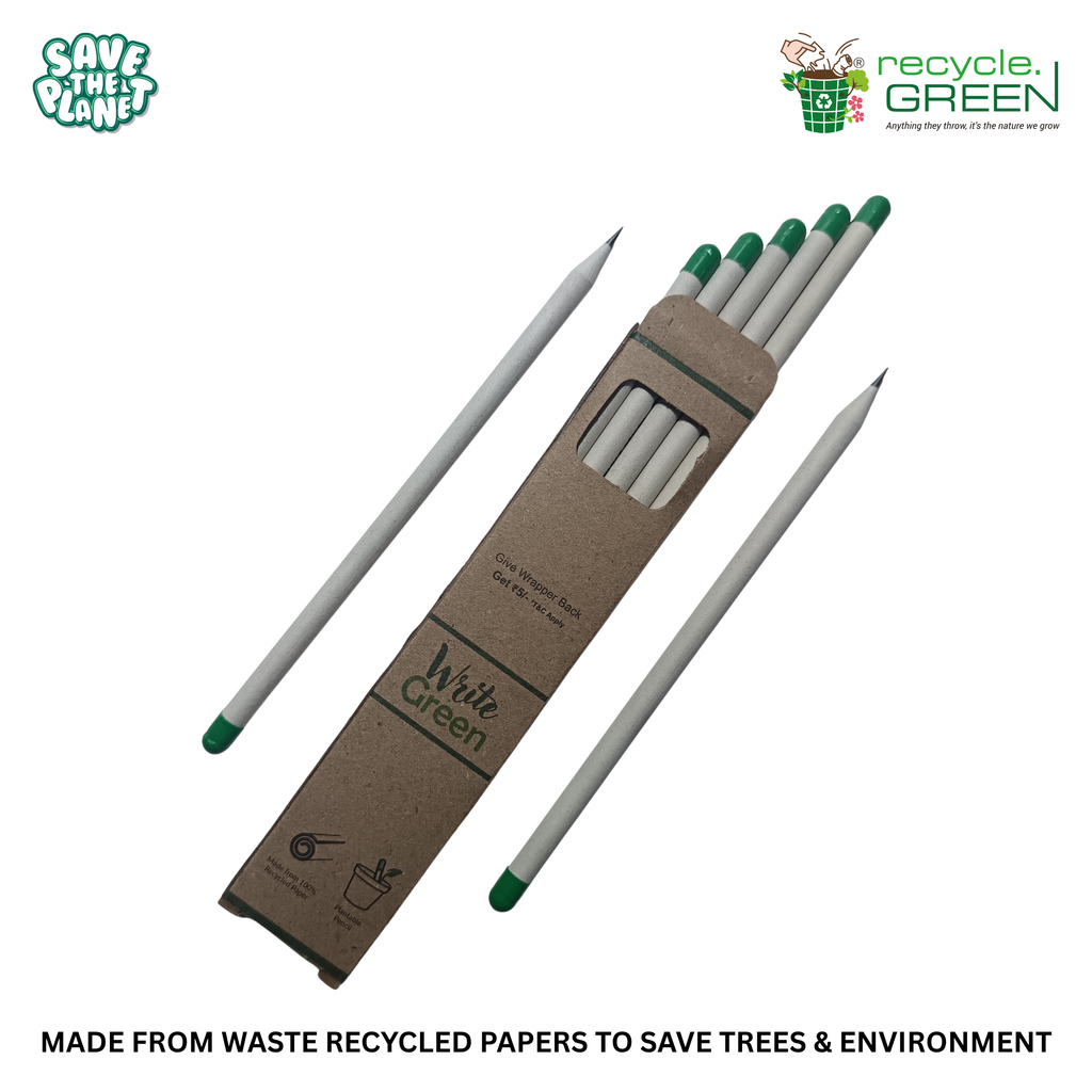 Write Green | Recycled | White Paper Pencils - 3 Variants