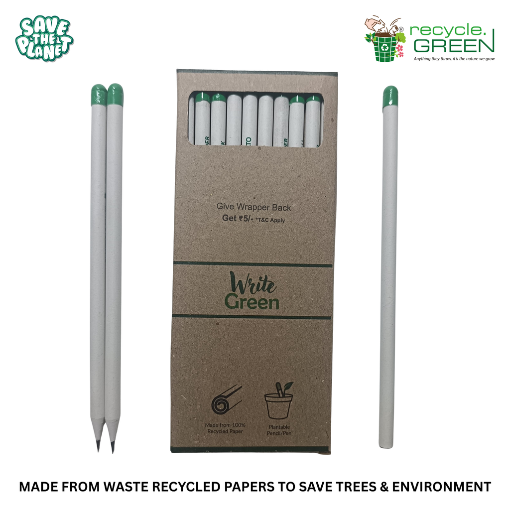 Write Green | Recycled | White Paper Pencils - 3 Variants
