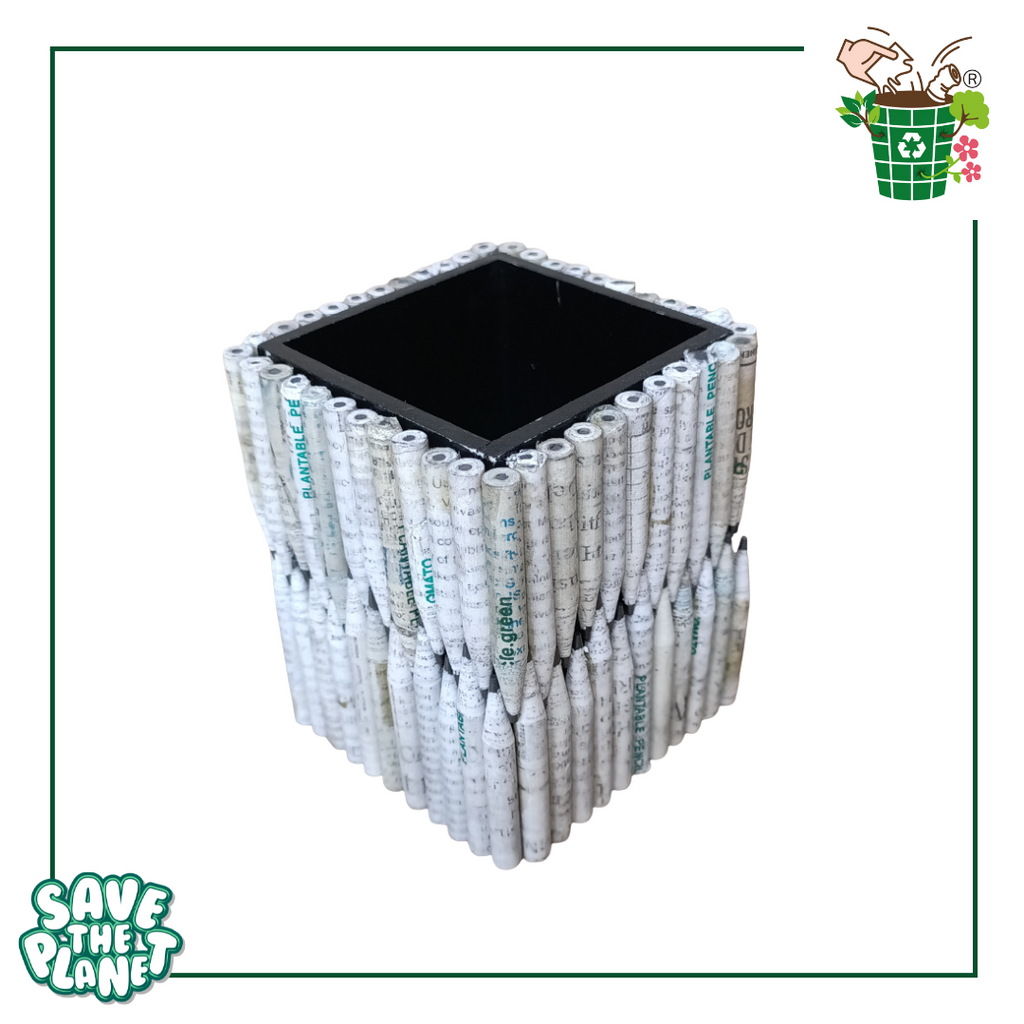 Beautiful PEN Stand (Square) made out of Waste Newspaper Pencils