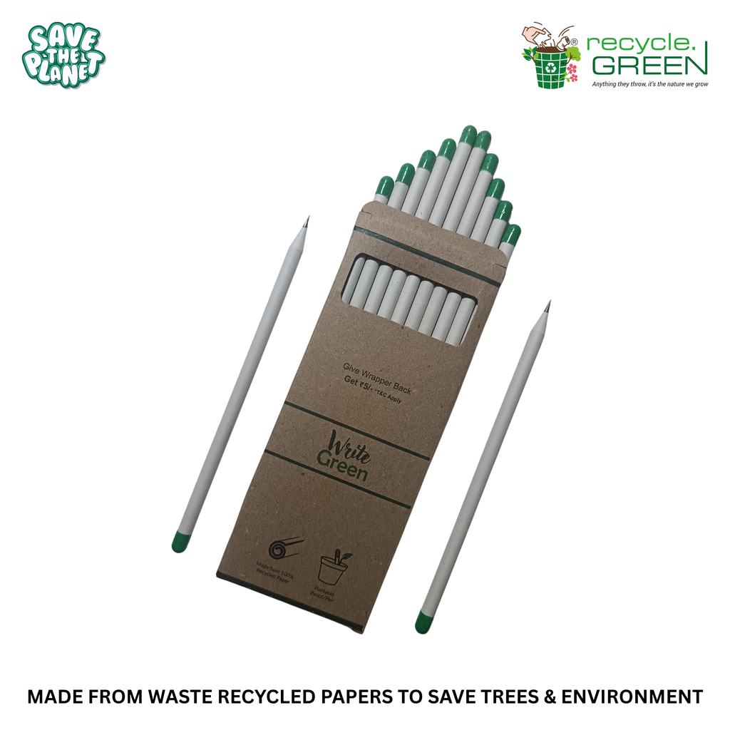 Write Green | Recycled | White Paper Pencils - 3 Variants