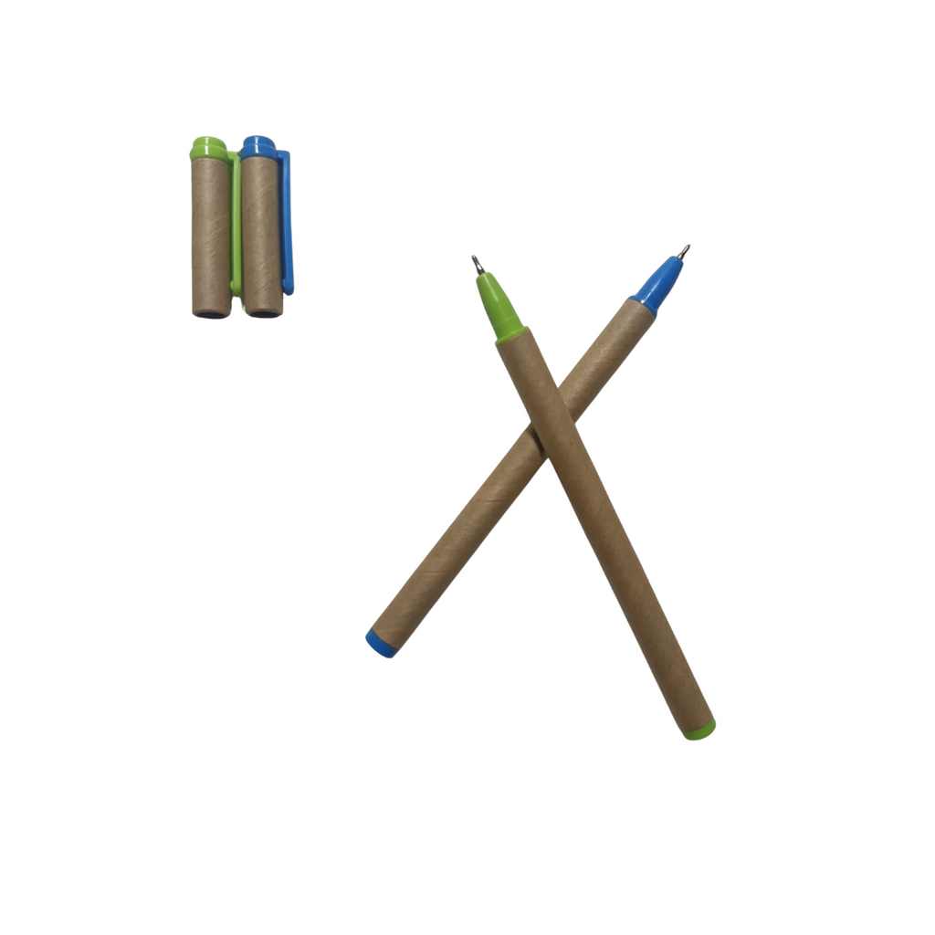 Write Green | Recycled Unbleached Brown Paper Pen | NSTC Adapter Grip | Recycled Plastic Clip Cap | Pack of 5