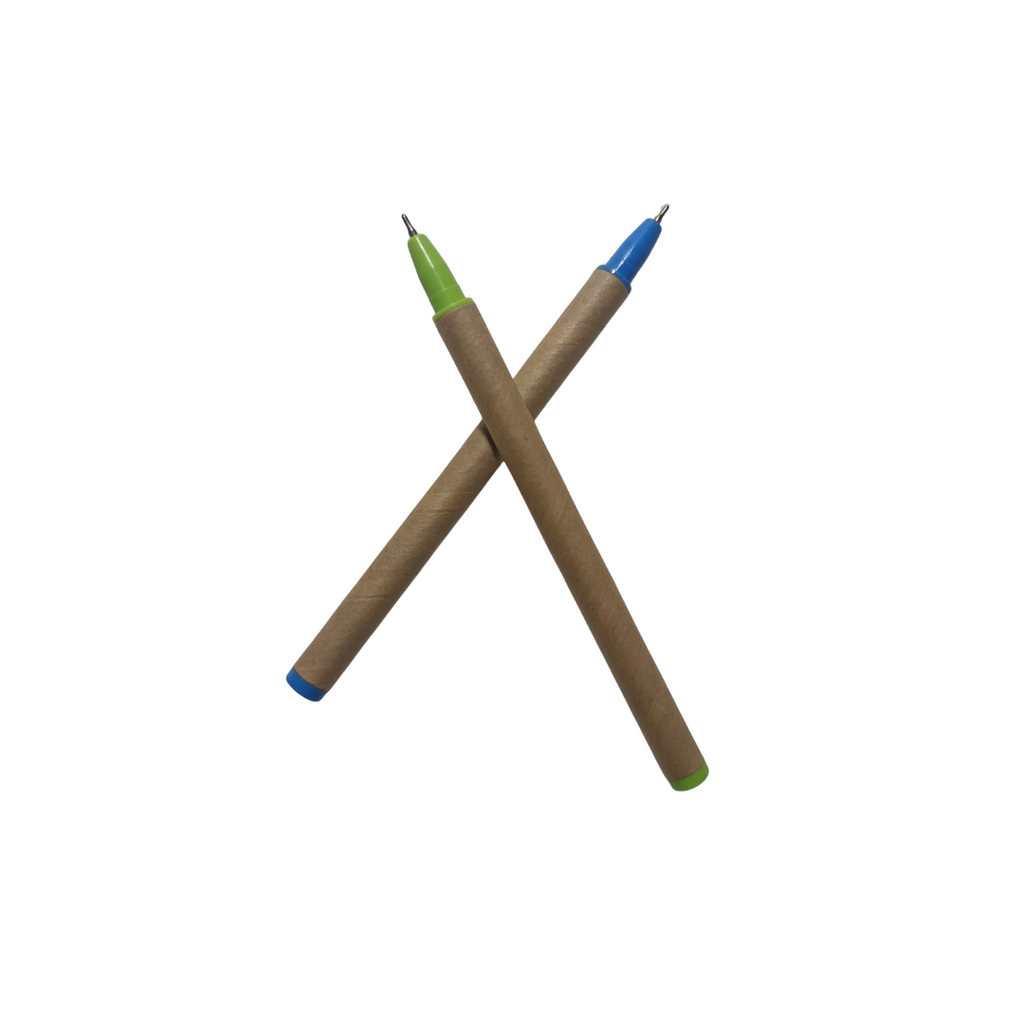Write Green | Recycled Unbleached Brown Paper Pen | NSTC Adapter Grip | Recycled Plastic Clip Cap | Pack of 5