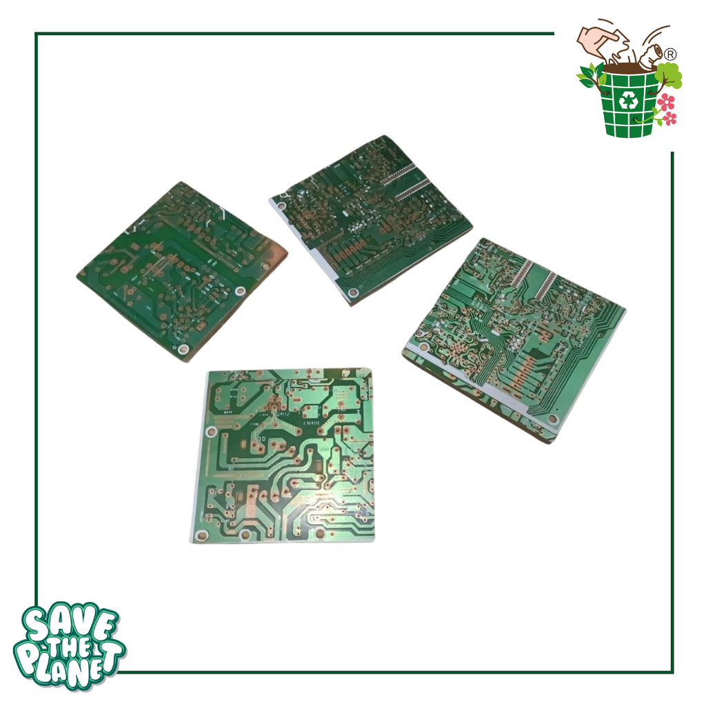 Ewaste recycled square coaster set of 4