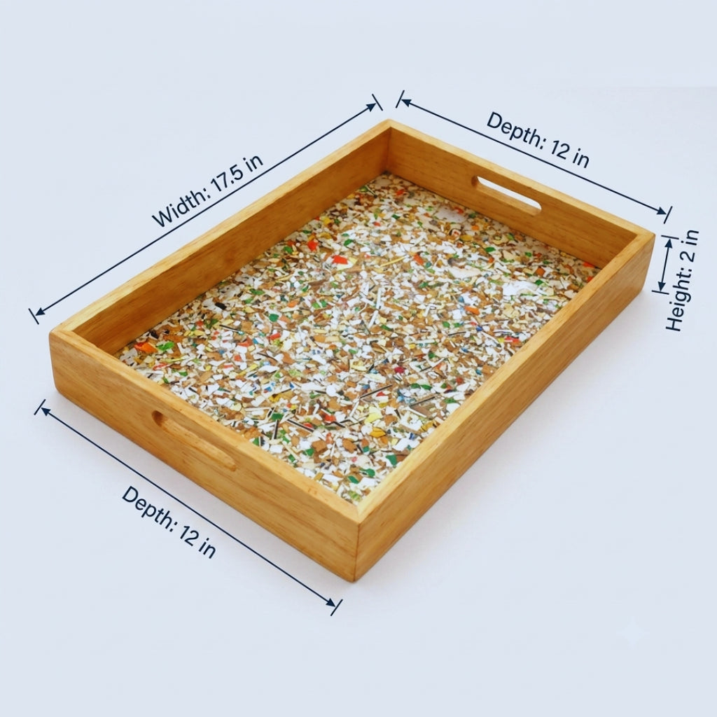 Recycled | Chipboard Serving Tray | Large | 2 Handle Colour Options | Black & Brown