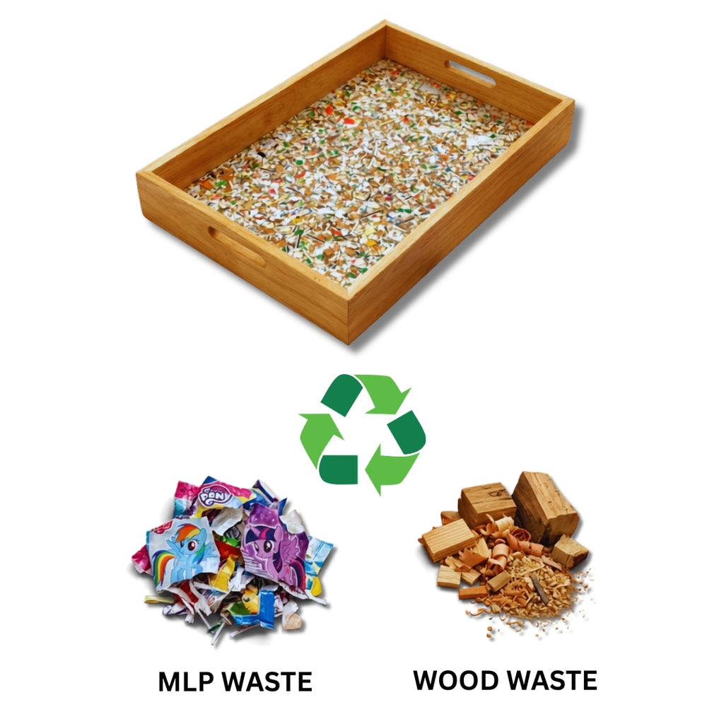 Recycled | Chipboard Serving Tray | Large | 2 Handle Colour Options | Black & Brown