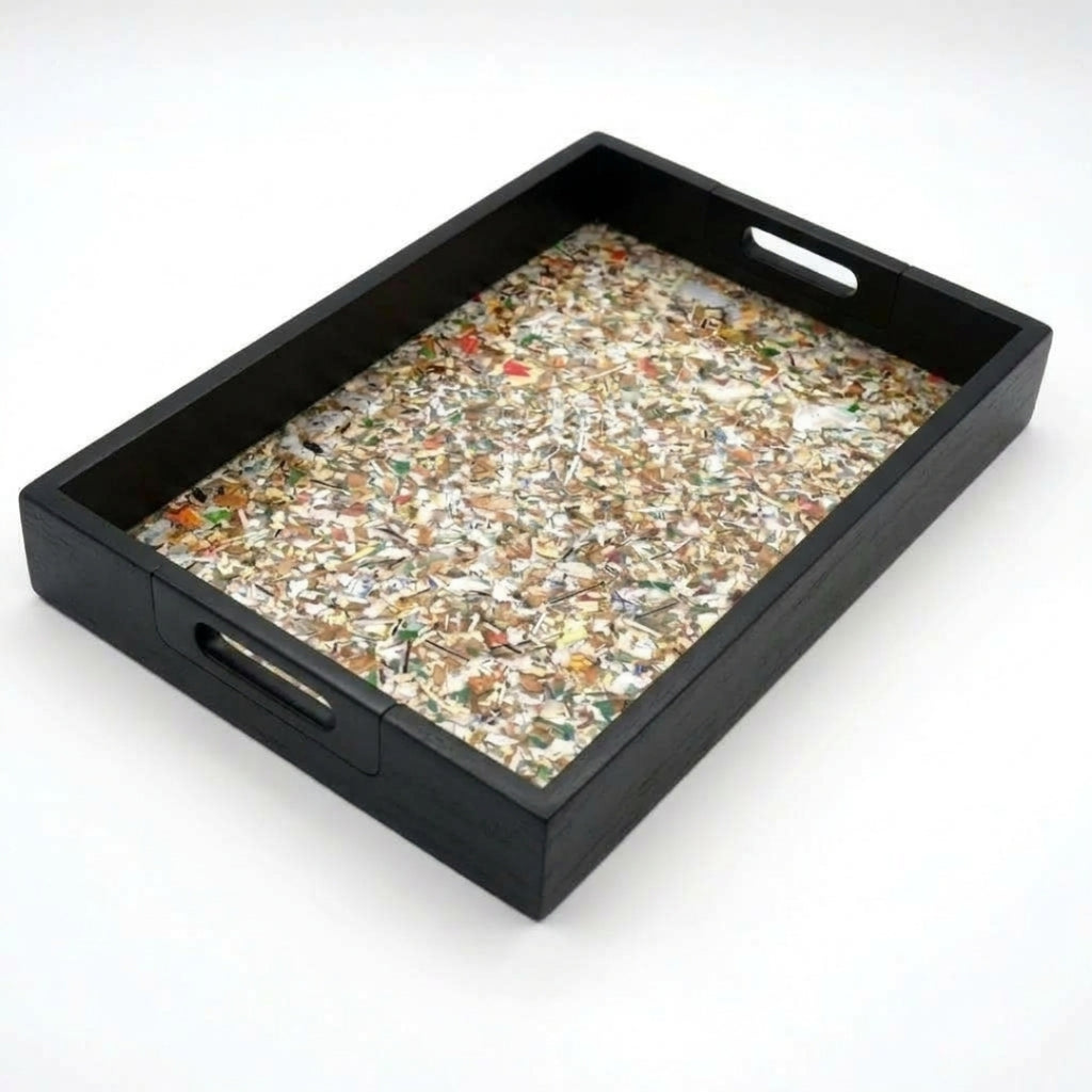 Recycled | Chipboard Serving Tray | Large | 2 Handle Colour Options | Black & Brown