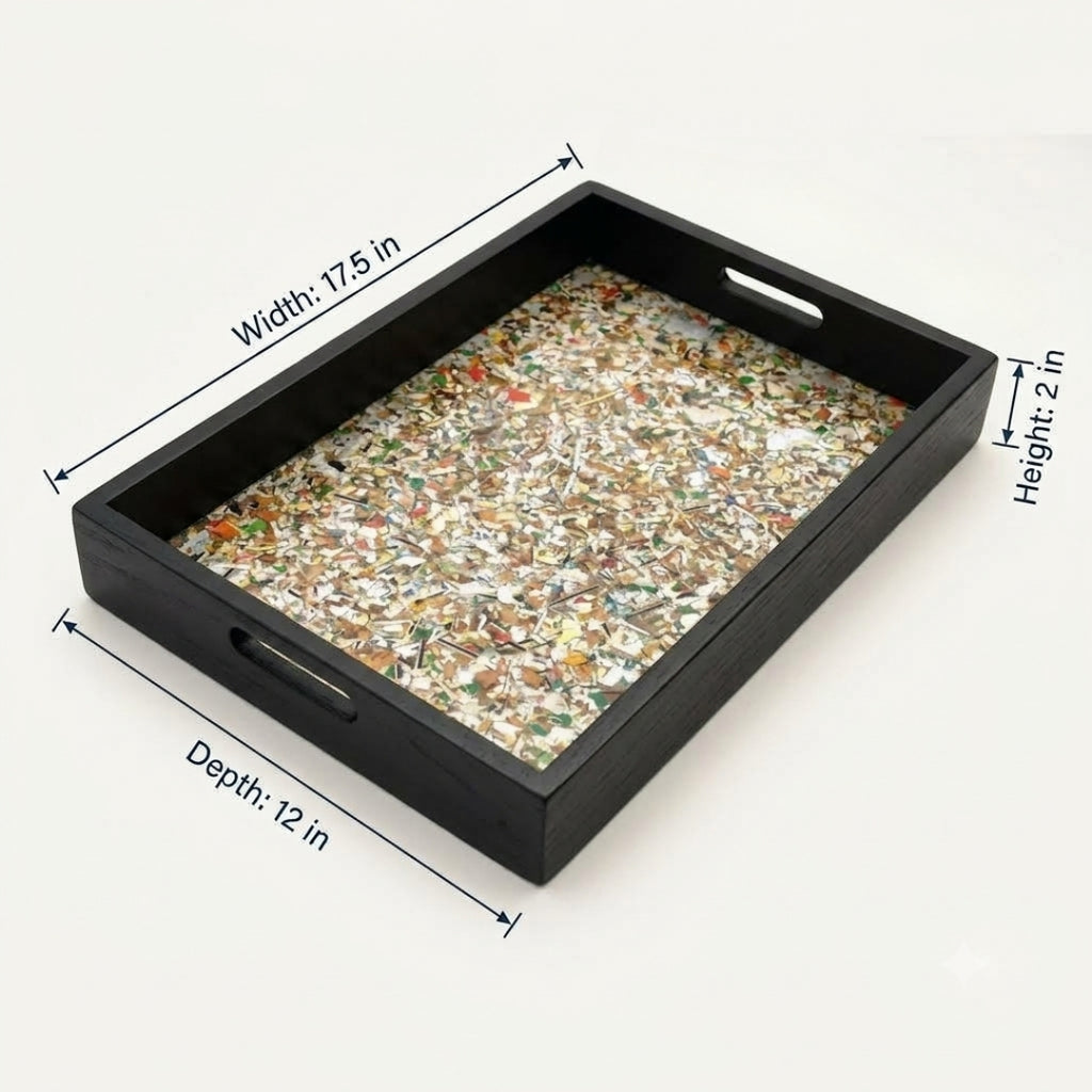 Recycled | Chipboard Serving Tray | Large | 2 Handle Colour Options | Black & Brown