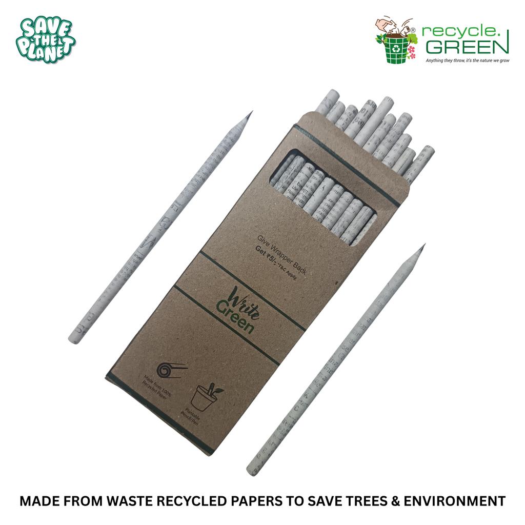 Write Green | Recycled | White Paper Pencils - 3 Variants