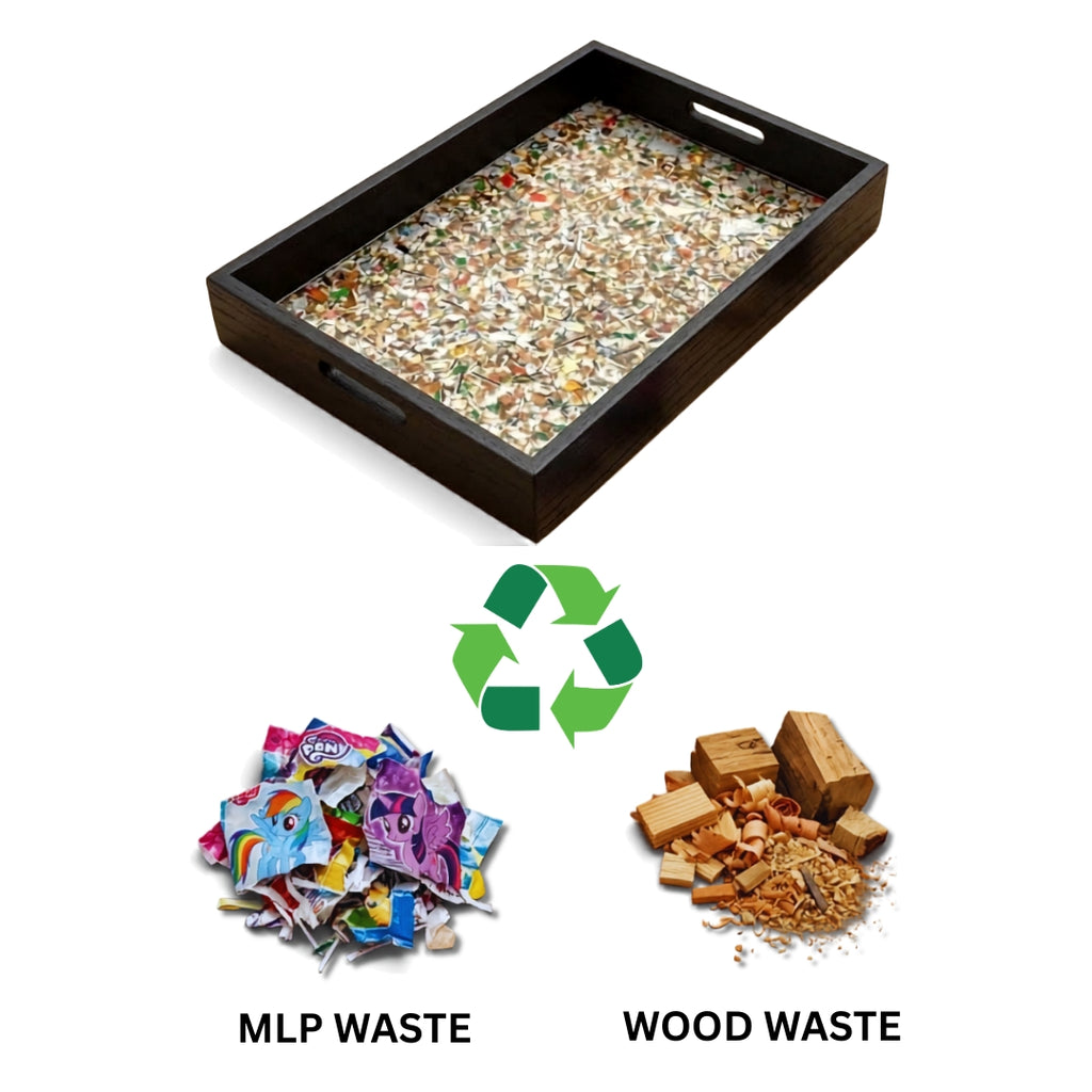 Recycled | Chipboard Serving Tray | Large | 2 Handle Colour Options | Black & Brown