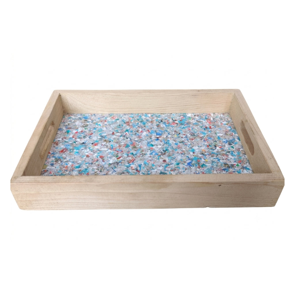 Recycled | Chipboard Serving Tray | Medium | 2 Colour Handle Options | Brown & Black