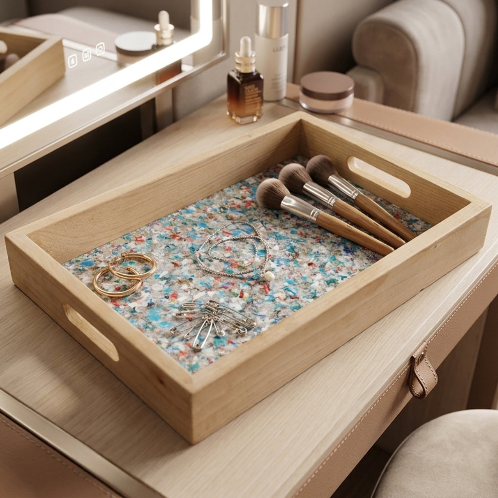 Recycled | Chipboard Serving Tray | Medium | 2 Colour Handle Options | Brown & Black
