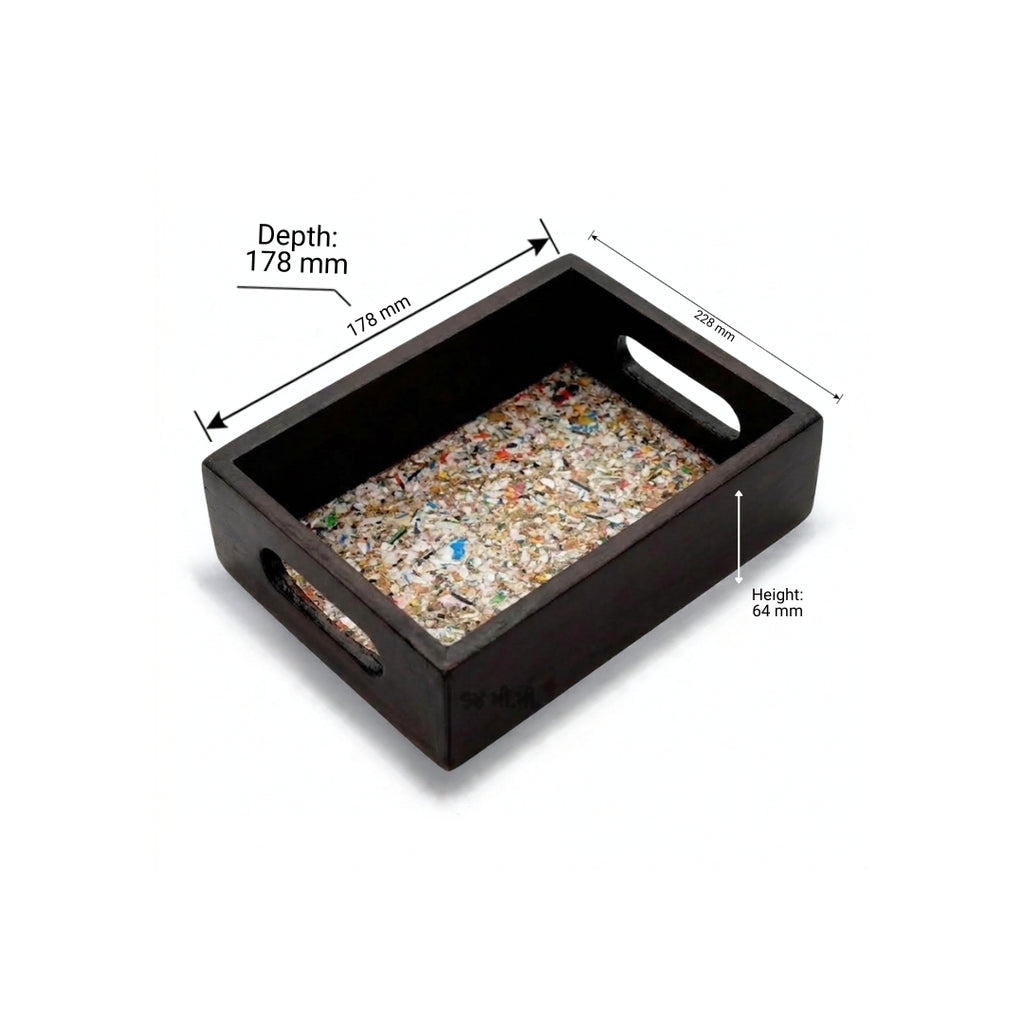 Recycled | Chipboard Serving Tray | Small | 1 Pc | 2 Handle Colours to Choose | Black & Brown