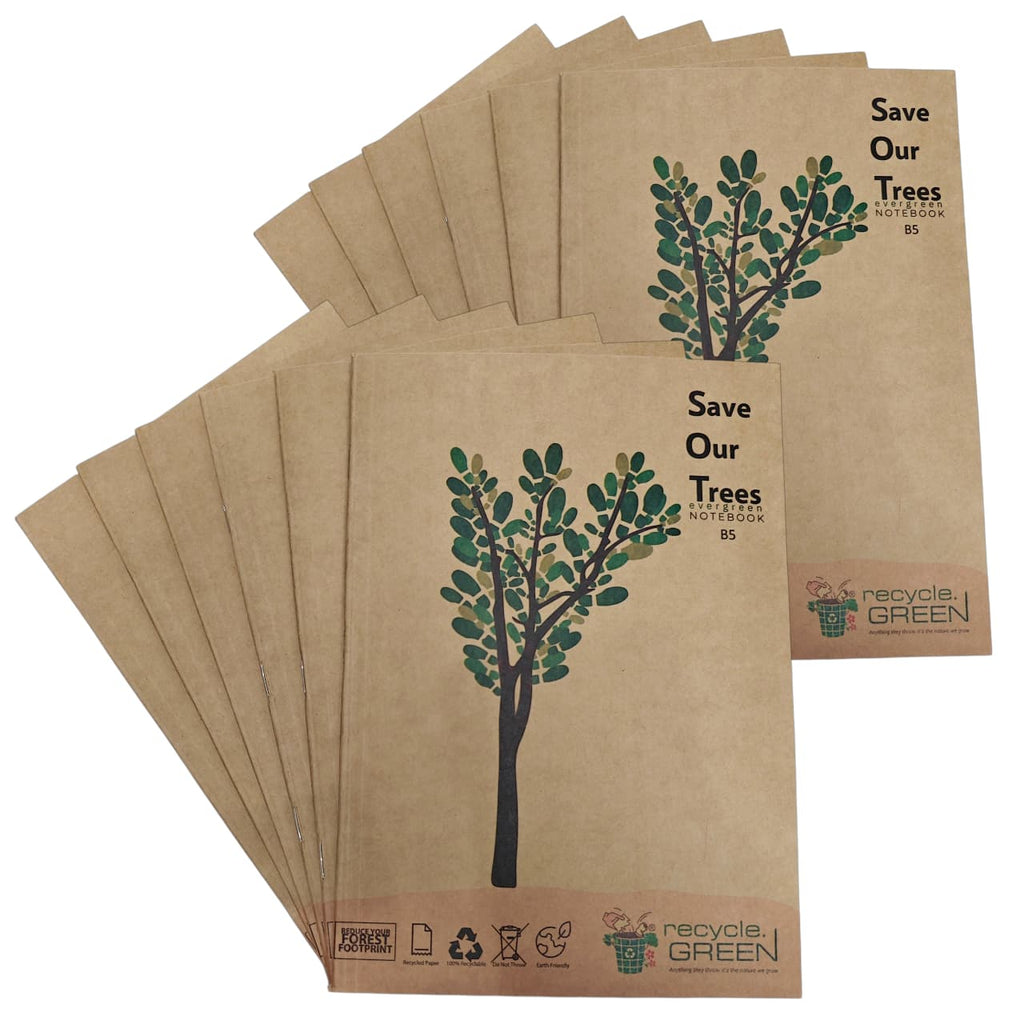 SOT Evergreen | Pack of 6 & 12 | Recycled Paper Notebook | A4 & B5 | 172 pages | Mix ruling