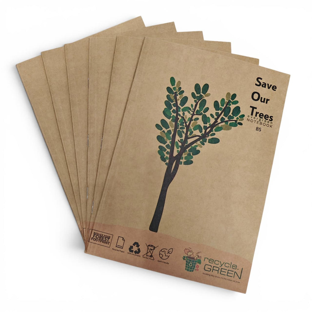 SOT Evergreen | Pack of 6 & 12 | Recycled Paper Notebook | A4 & B5 | 172 pages | Mix ruling