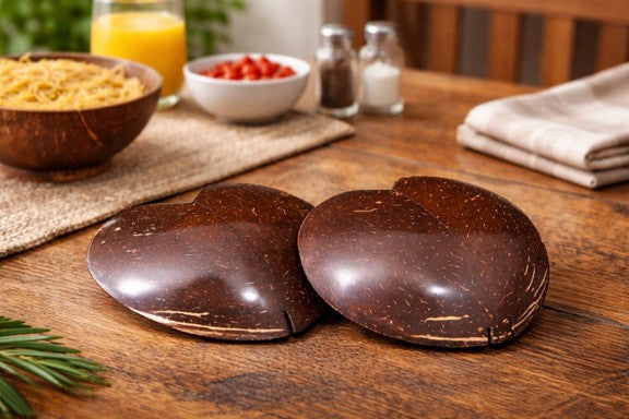Recycled | Coconut Shell Salt & Pepper | Heart Shape | Set of 2