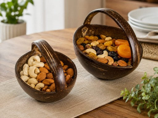 Recycled | Coconut Shell Basket | With Handle