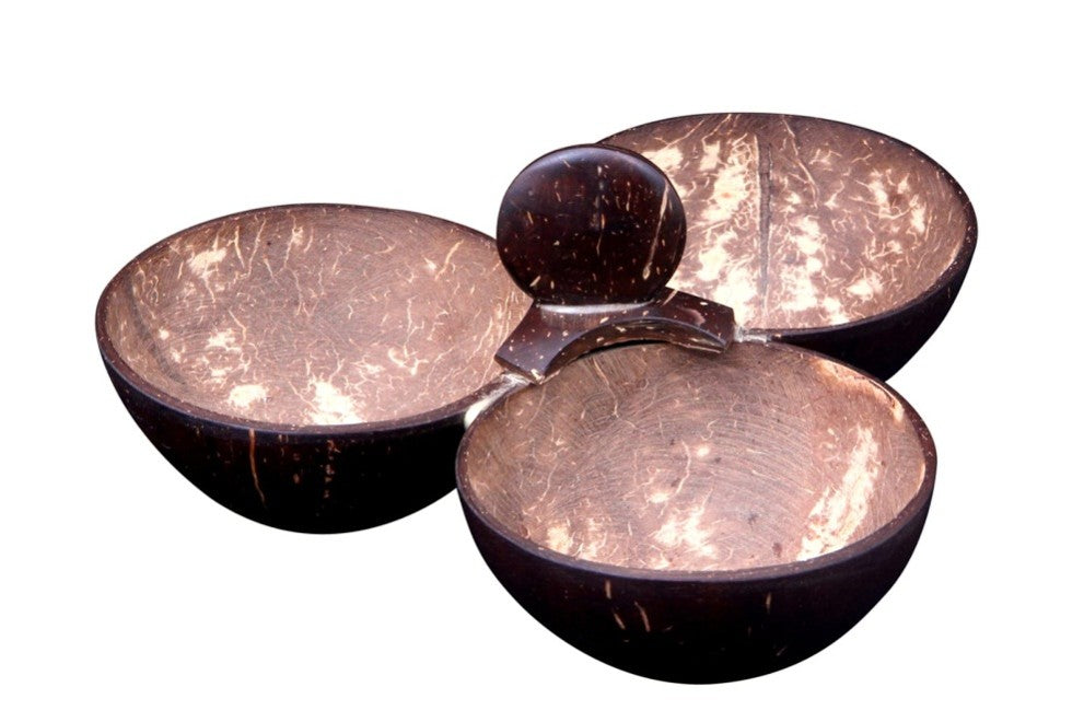 Recycled | Coconut Shell Round Shape Bowl | Set of 3 PCs | With Handle