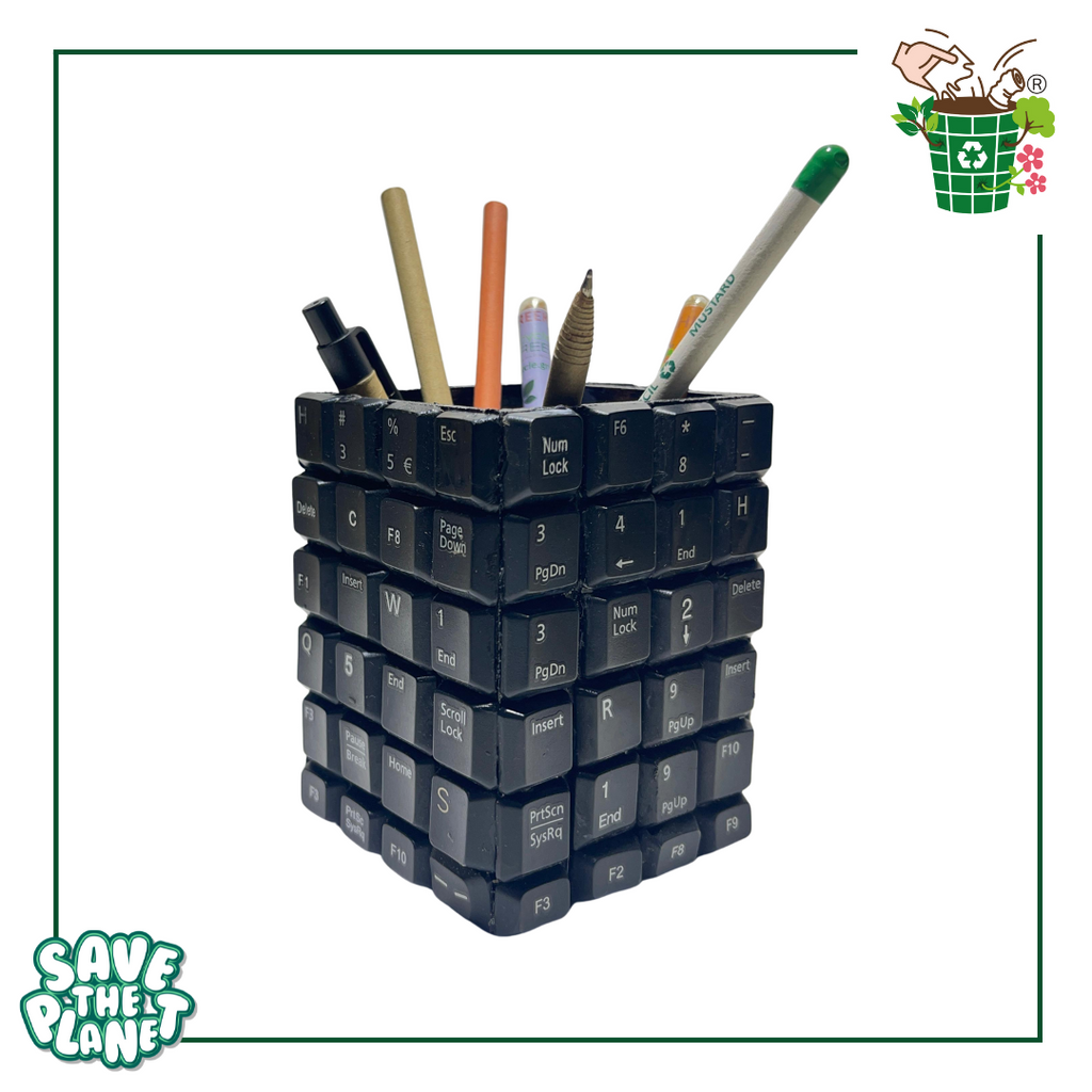 E-waste Recycled Pen Stand | Waste Computer Keys | Black