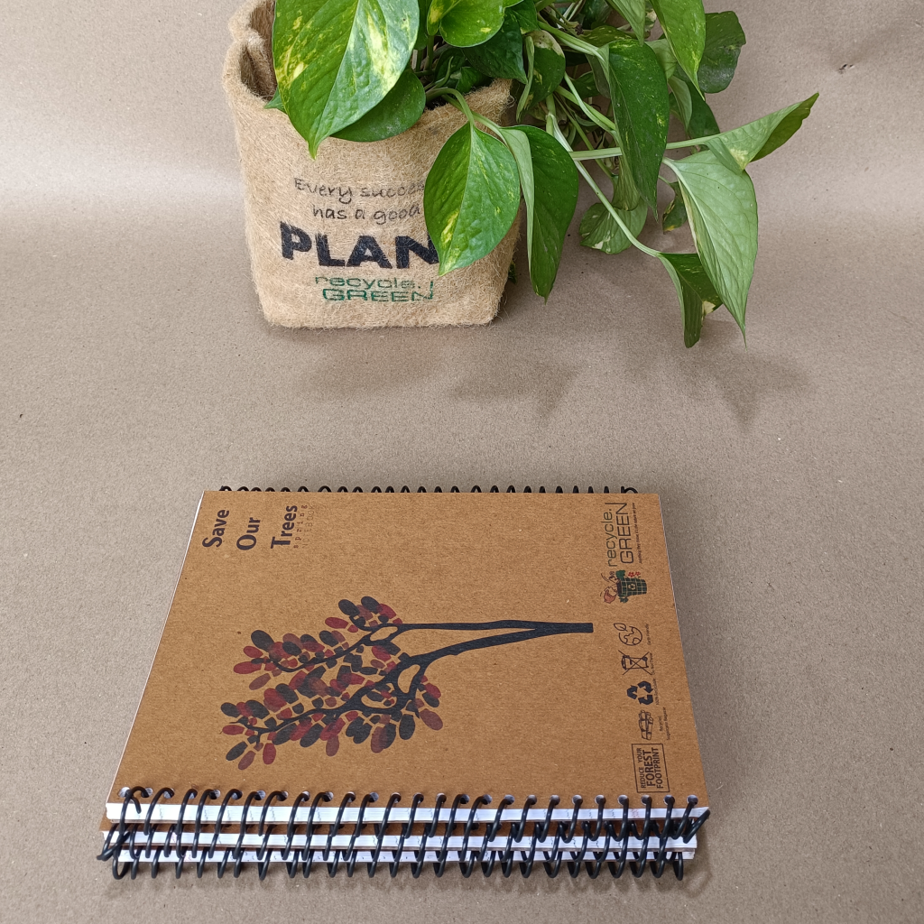 SOT Notebook Diary | Spiral | 50 pages | Single Line Ruling | A5 | Recycled Pages | Set of 5