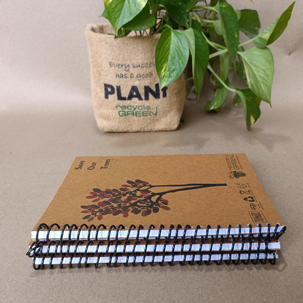 SOT Notebook Diary Spiral A5 size made out of Recycled Paper single line 100 pages- Recycle.Green brand