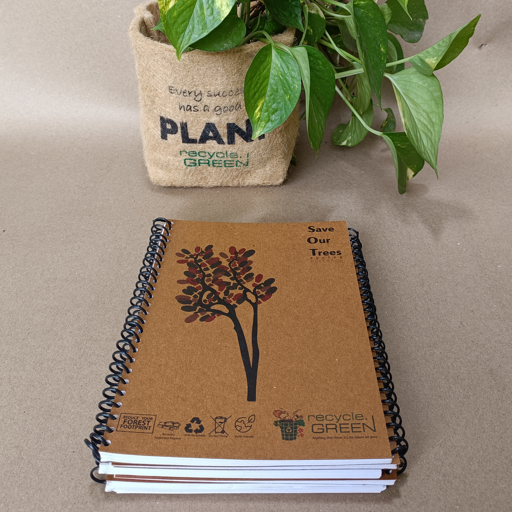 SOT Notebook Diary Spiral A5 size made out of Recycled Paper single line 100 pages- Recycle.Green brand