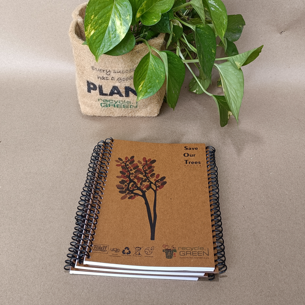 SOT Notebook Diary Spiral A5 size made out of Recycled Paper single line 100 pages- Recycle.Green brand