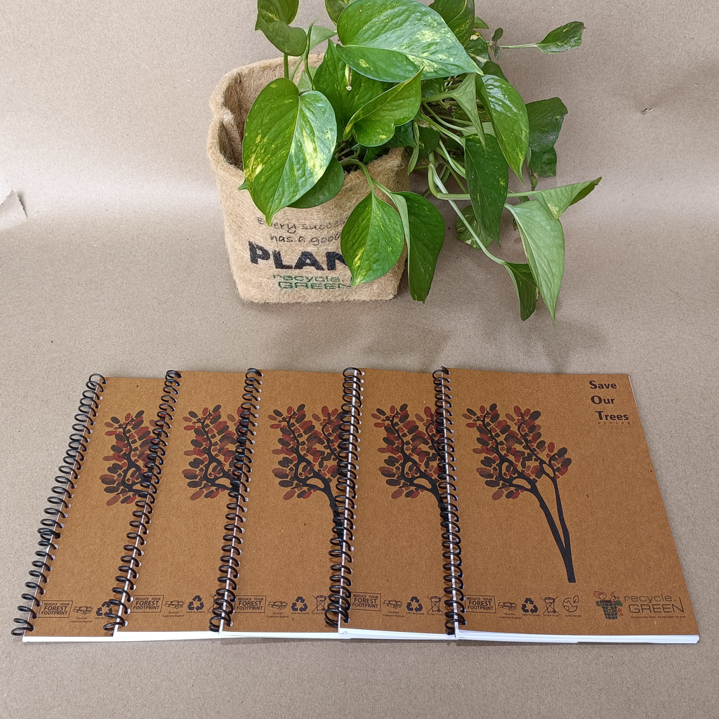 SOT Notebook Diary Spiral A5 size made out of Recycled Paper single line 100 pages- Recycle.Green brand