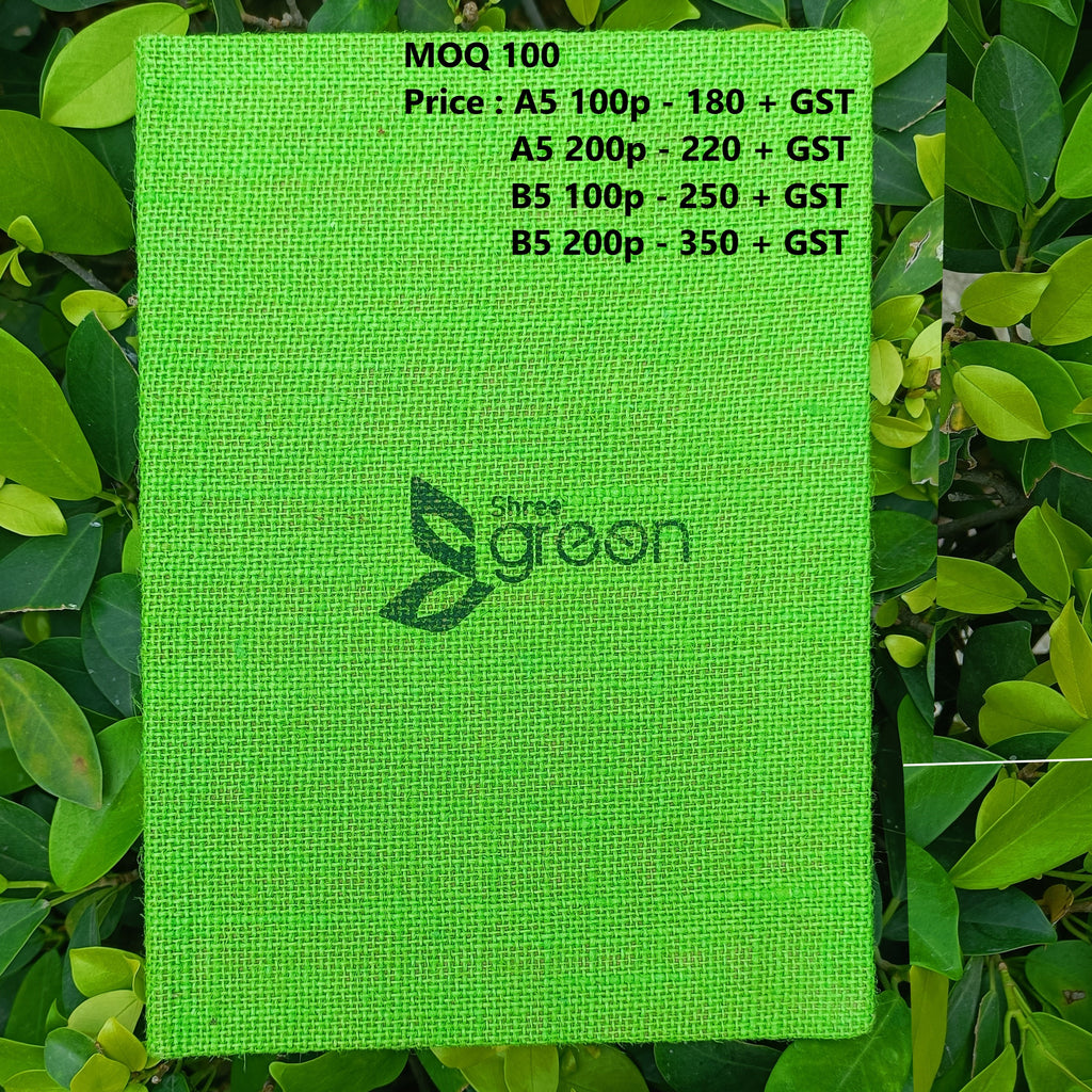 SOT BIG | Green Jute Cover | Brown Recycled paper | Colour branding on pages | MOQ 100