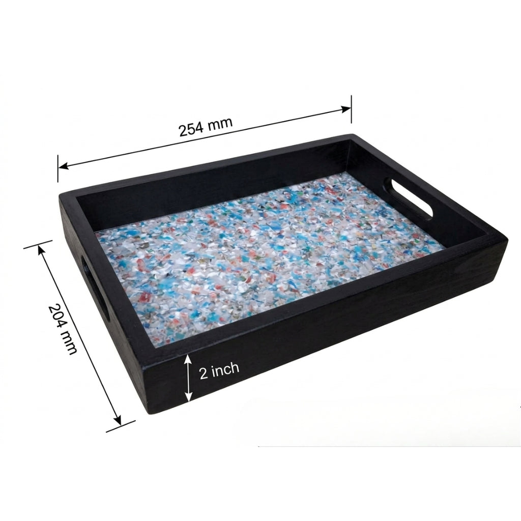 Recycled | Chipboard Serving Tray | Medium | 2 Colour Handle Options | Brown & Black