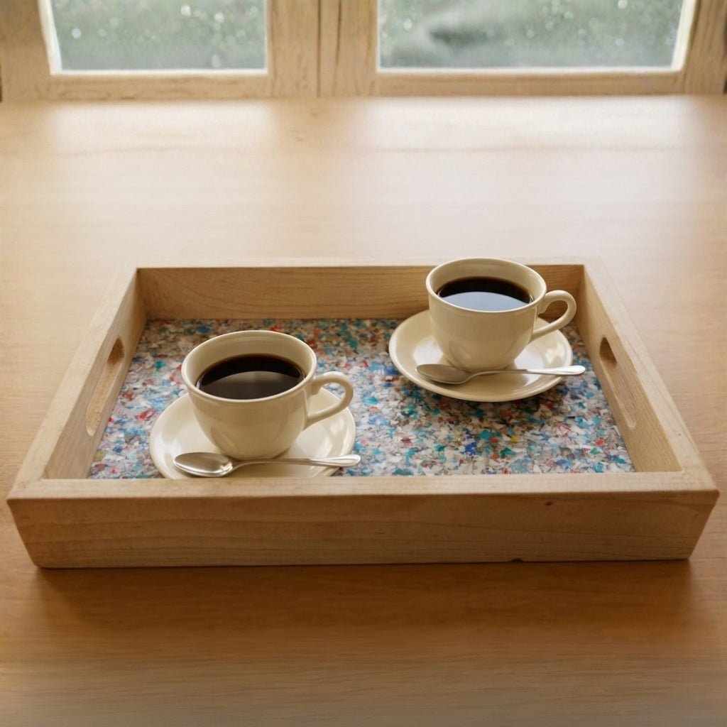 Recycled | Chipboard Serving Tray | Medium | 2 Colour Handle Options | Brown & Black
