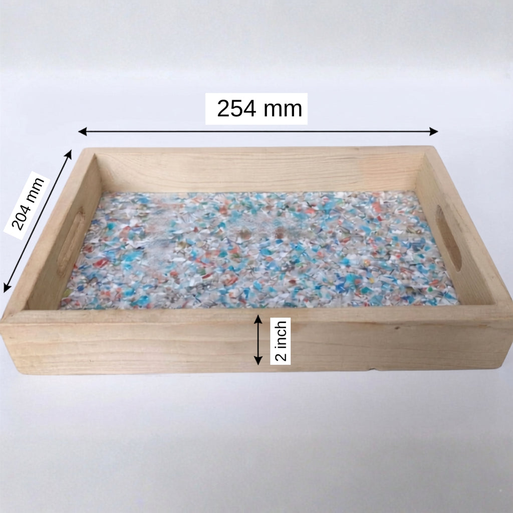 Recycled | Chipboard Serving Tray | Medium | 2 Colour Handle Options | Brown & Black