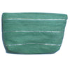 Purse recycled from waste plastic bags - green stitched stripes
