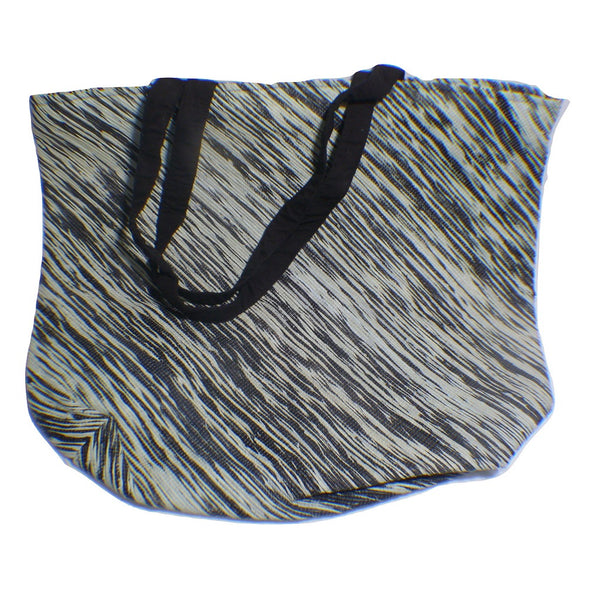 Big Carry Bag recycled from waste plastic bags - black and white cross stitched