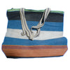 Medium Carry Bag Type 2 recycled  from waste plastic bags - black blue orange white stripes