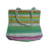 Medium Carry Bag Type 2 recycled  from waste plastic bags - multi colour big stripes
