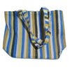 Small carry bag recycled from waste plastic bags - 3 colour vertical stripes