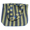 Small carry bag recycled from waste plastic bags - black & yellow vertical stripes