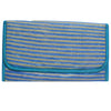 Clutch type purse recycled from waste plastic bags - blue white stripes