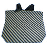 Big Carry Bag recycled from waste plastic bags - black and white cross stripes