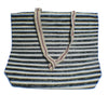 Medium Carry Bag recycled  from waste plastic bags - black and white stripes