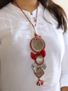 MORALFIBRE - 3 MIRRORS NECKLACE – MAROON & CREAM