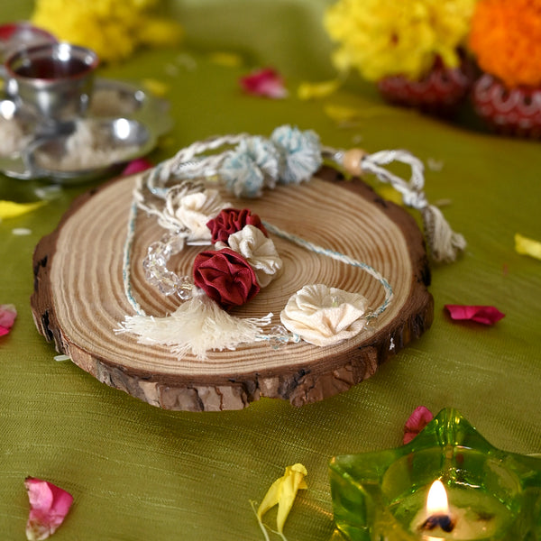 MORALFIBRE - RED & CREAM ROSE RAKHI FOR BHAIYA & BHABHI -  WITH A GIFT OF A TREE!