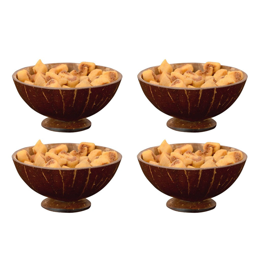 Handmade Coconut Shell Round Shape Bowl (Set of 4)